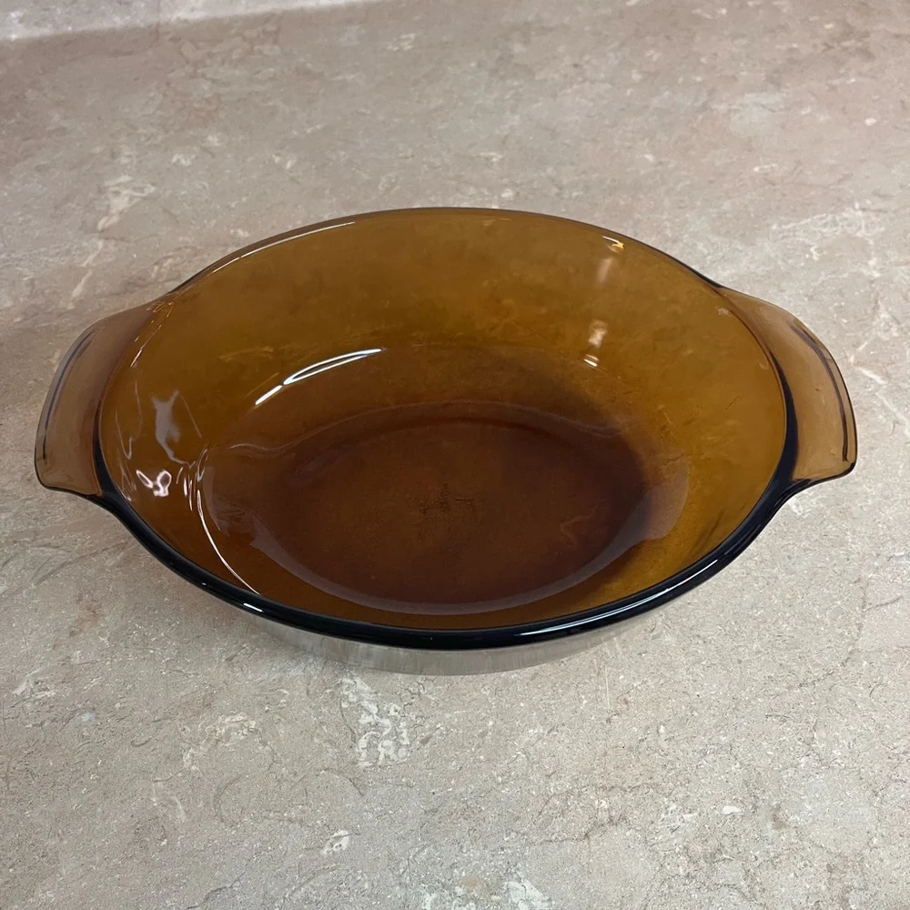 Anchor Hocking FireKing Amber Glass Casserole Dish